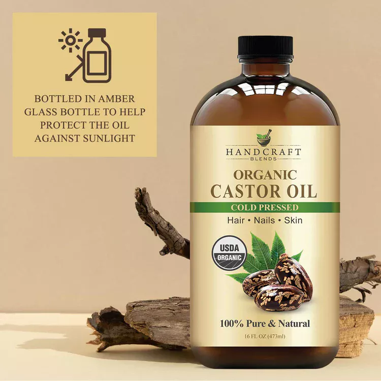 Handcraft Blends Organic Castor Oil 16 Fl Oz bottle for hair growth